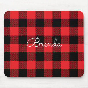 Modern Red and Black Buffalo Check Mouse Pad
