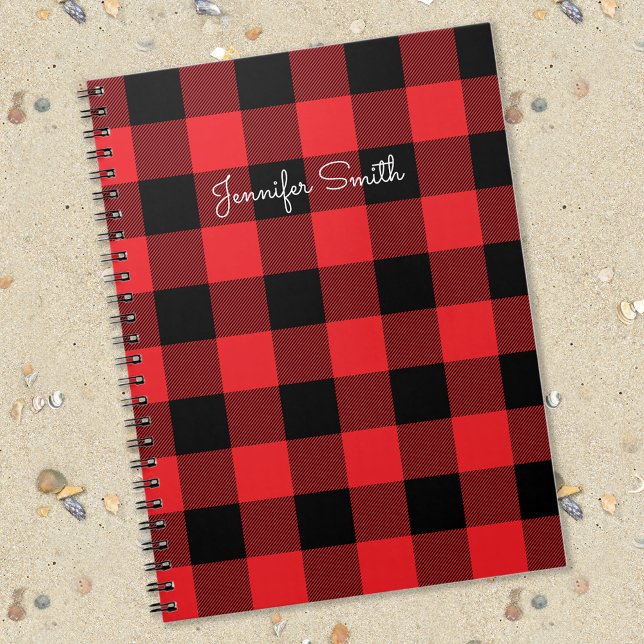 Modern Red and Black Buffalo Plaid Notebook (Creator Uploaded)