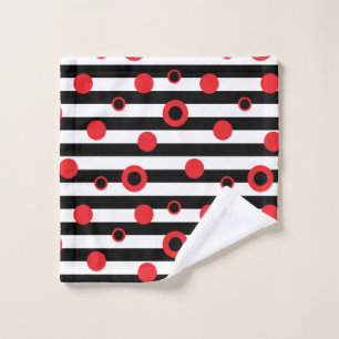 Modern Red and Black Circles Minimalist Pattern Wash Cloth