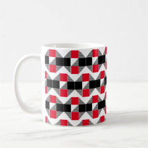 Modern red and black geometric colour block coffee mug