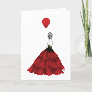 Modern red and black illustrated girl card