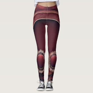 Modern red and black swirls AI art Leggings