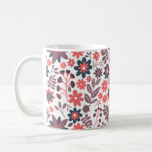 Modern Red and Black Two Sided Flower Coffee Mug