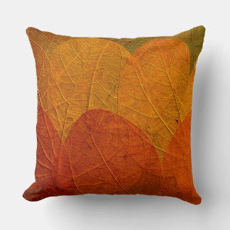 Modern red and gold autumn leaves pattern cushion