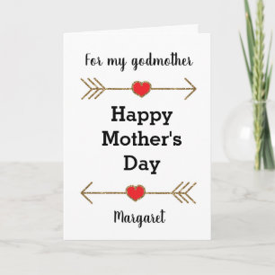 Modern Red and Gold Happy Mother's Day Godmother Card