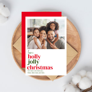 Modern Red and Green 1 photo Christmas  Holiday Card