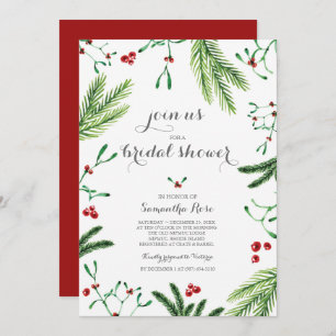 Modern Red and Green Christmas Bridal Shower Invitation