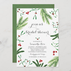 Modern Red and Green Christmas Bridal Shower Invitation
