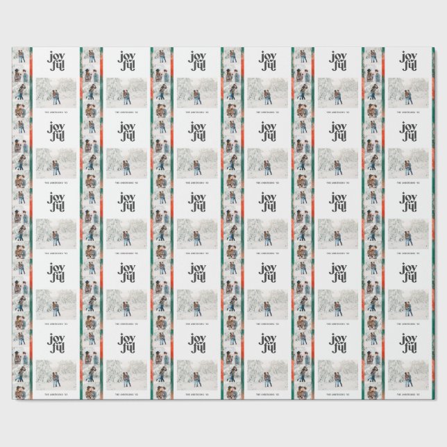 Modern red and green painted multi photo Christmas Wrapping Paper (Seam)