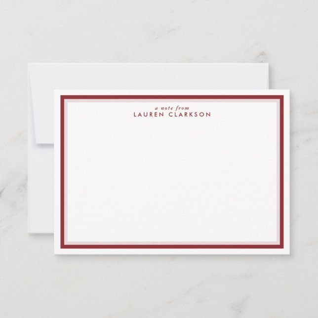 Modern Red and Pink Double Frame Note card (Front)