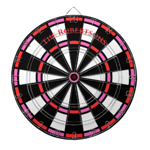 Modern Red and Pink Family Name Dartboard