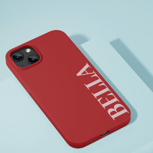 Modern red and pink initial minimal contemporary Case-Mate iPhone 14 case