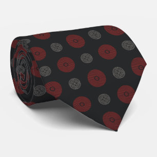 Modern Red and White Art Deco Circles Tie