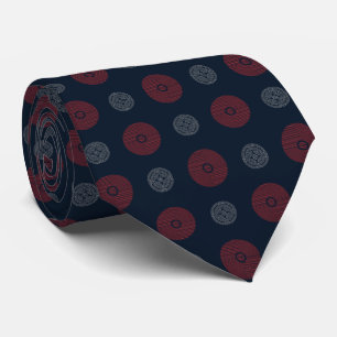 Modern Red and White Art Deco Circles Tie