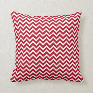 Modern Red and White Chevron Pattern Throw Pillow