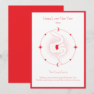 Modern Red and White Chinese New Year Holiday Card