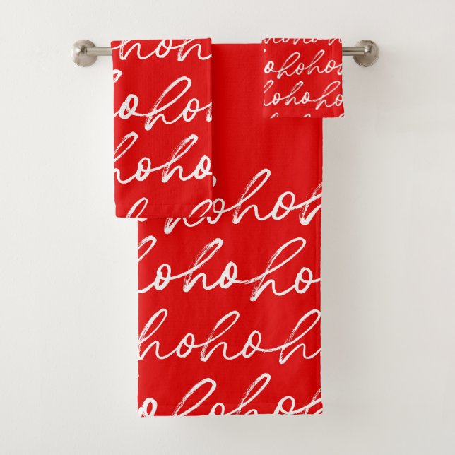 Modern Red and White Christmas Pattern  Bath Towel Set (Insitu)