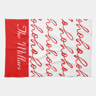 Modern Red and White Christmas Pattern Kitchen Towel
