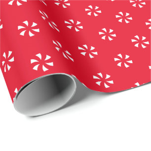 Modern red and white flowers snowflakes pattern wrapping paper