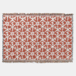 Modern Red and White Geometric Snowflake Throw Blanket