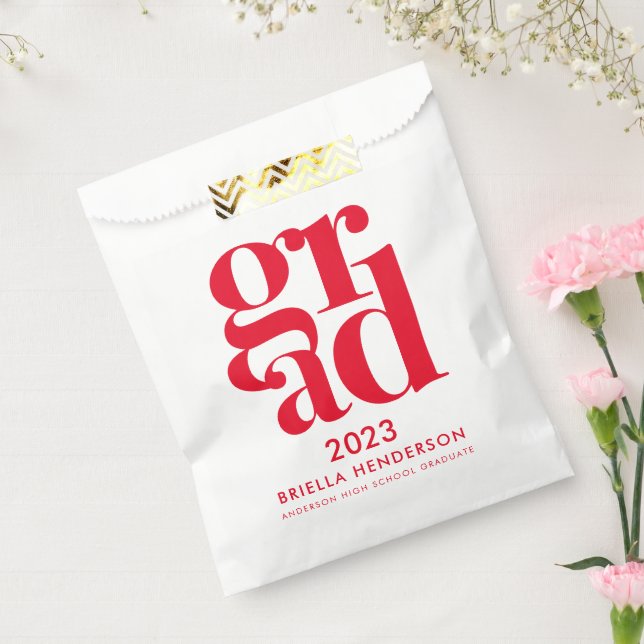 Modern Red and White Graduation Party Favour Bag (Sealed)