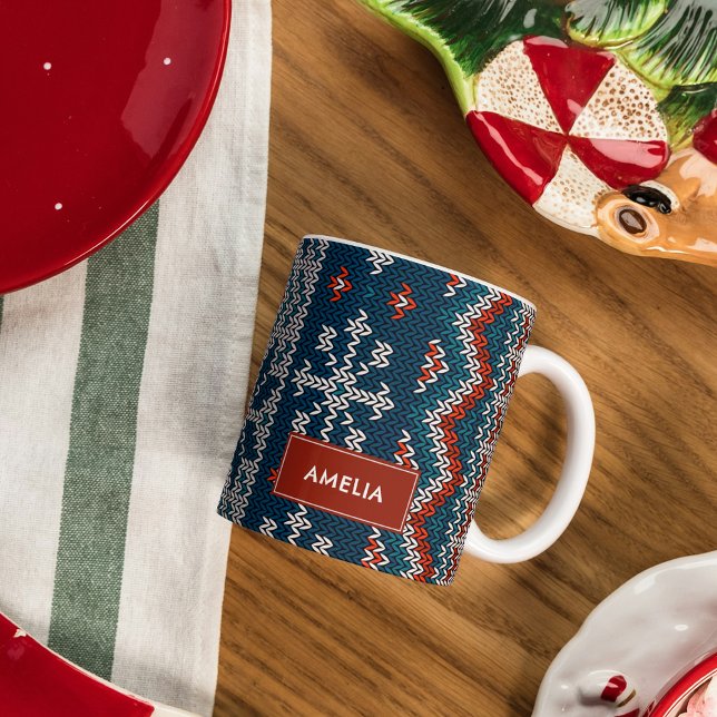Modern red and white holiday gift Two-Tone coffee mug (Creator Uploaded)
