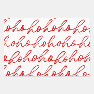 Modern Red and white Script Christmas Pattern  Wrapping Paper Sheet