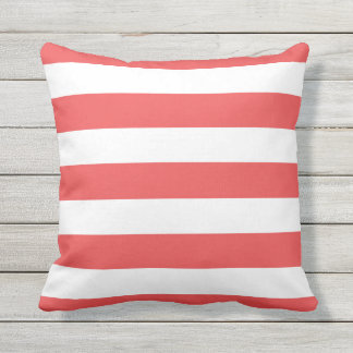 Modern Red and White Stripes Throw Pillow