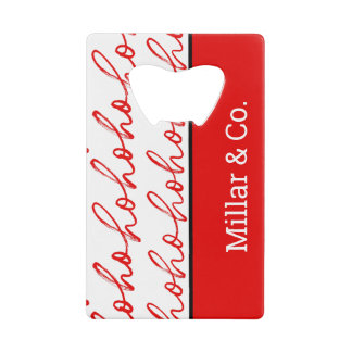 Modern Red and white Text Christmas Pattern  Credit Card Bottle Opener