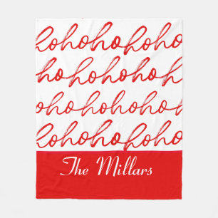 Modern Red and white Text Christmas Pattern  Fleece Blanket