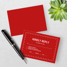 Modern Red And White Valentine Wedding RSVP