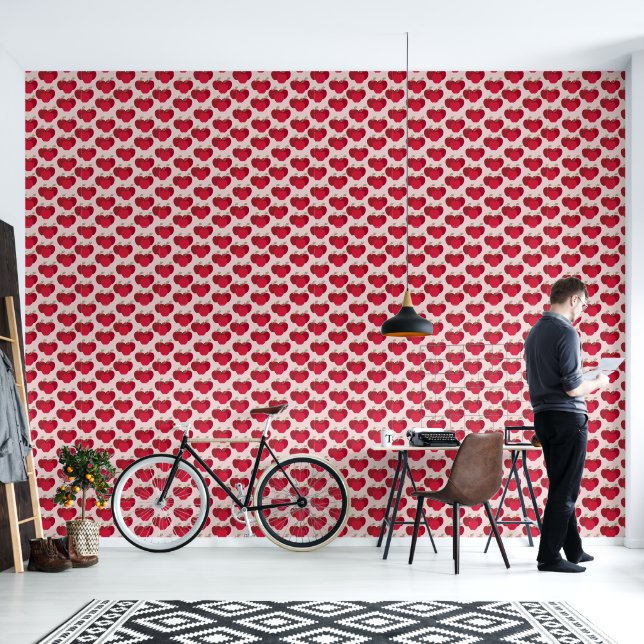 Modern Red Apple Pattern Wallpaper 2x8 Feet (Living Room)