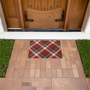 Modern Red Beige Christmas Pattern Doormat