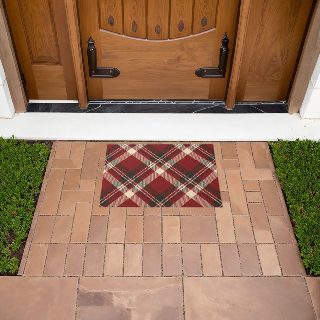 Modern Red Beige Christmas Pattern Doormat (Outdoor)