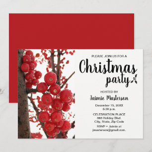 Modern Red Berry Christmas Party Invitation