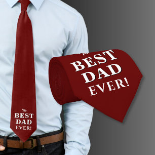 Modern Red Best Dad Ever Father`s Day Tie
