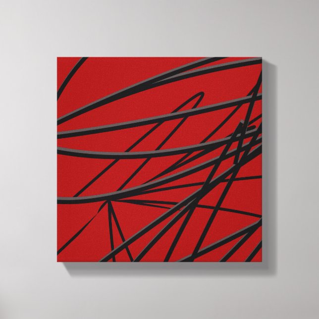Modern Red Black Abstract Art Canvas Print (Front)