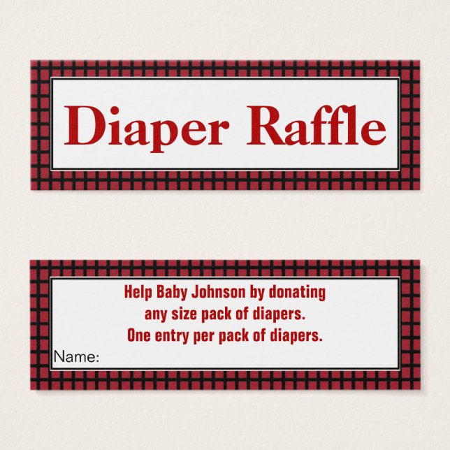 Modern Red,Black and White Diaper Raffle (Front & Back)