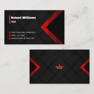 Modern Red & Black Geometric Pilot  Business Card