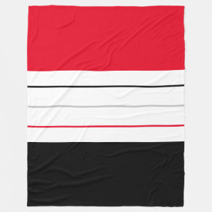 Modern Red Black Grey Stripes Fleece Blanket