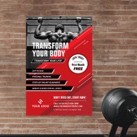 Modern Red & Black Logo Sports Photo Gym Marketing