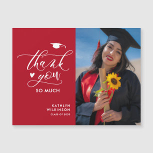 Modern Red Black Minimalist Graduation Thank You
