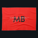 Modern red black monogram initials kitchen towel<br><div class="desc">Quality is not a coincidence. Good design can open all doors for you. A special,  aesthetic,  simple,  minimalist approach works very well in a design.</div>