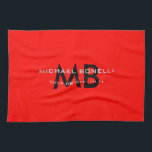 Modern red black monogram initials kitchen towel<br><div class="desc">Quality is not a coincidence. Good design can open all doors for you. A special,  aesthetic,  simple,  minimalist approach works very well in a design.</div>