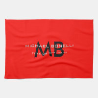 Modern red black monogram initials