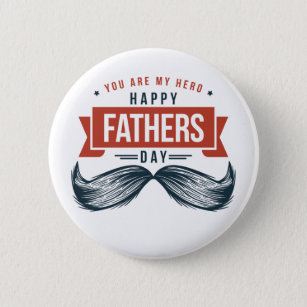 Modern Red Black Moustache Hero Happy Fathers Day 2 Inch Round Button