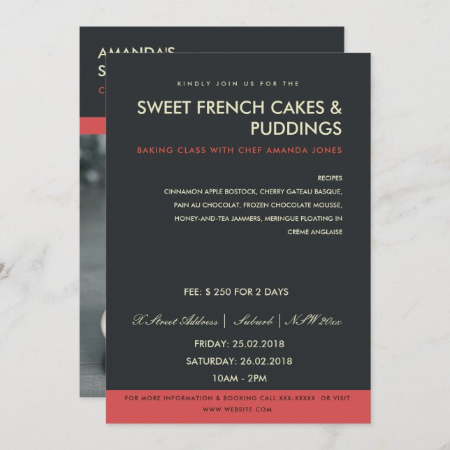 MODERN RED BLACK PHOTO WORKSHOP INVITE TEMPLATE (Front/Back)