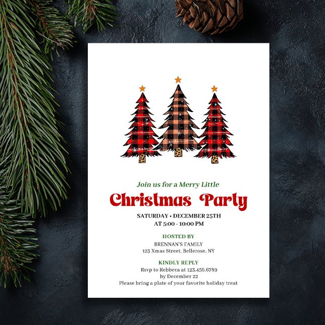 Modern Red Black Plaid Festive Editable Invite (Modern Red Black Plaid Festive Editable Invite)