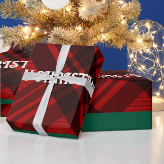  Modern Red  & Black Plaid  Wrapping Paper