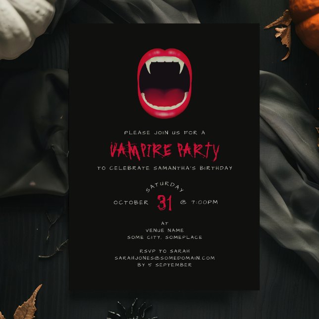 Modern Red & Black Vampire Theme Party Invitation (Creator Uploaded)